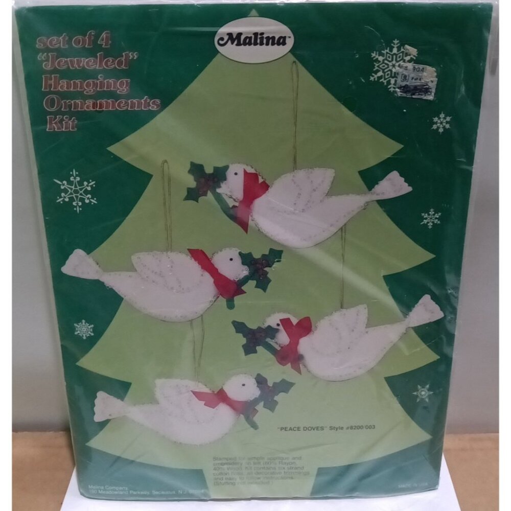 Malina Jeweled Ornament Kit Peace Doves 8200/003 Vintage Sealed USA